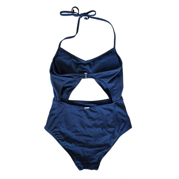 Abercrombie halter cut out one piece bathing suit monokini navy blue XS - Picture 4 of 11